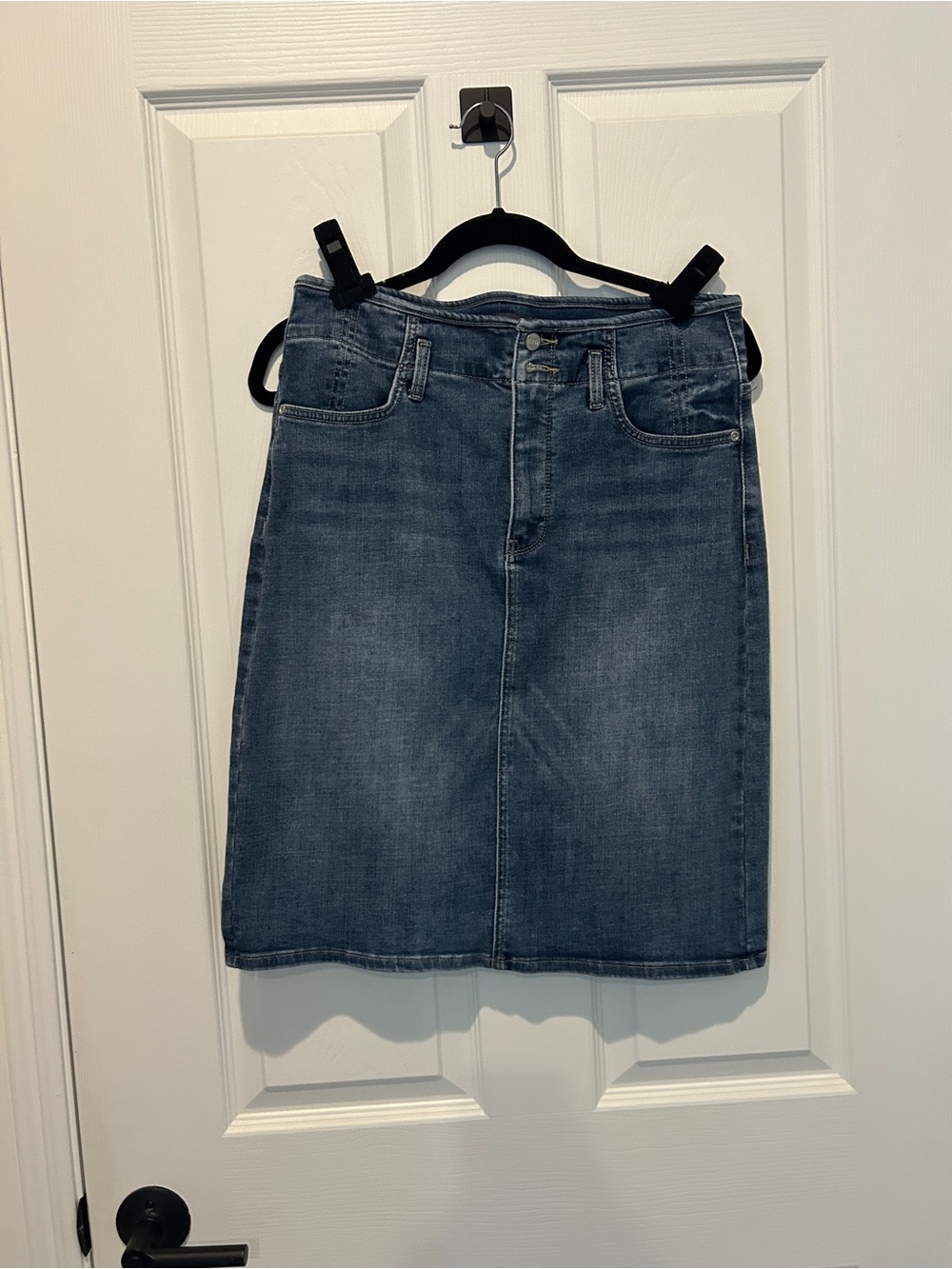 NYDJ Dark Blue Denim Skirt with Contrast Stitching